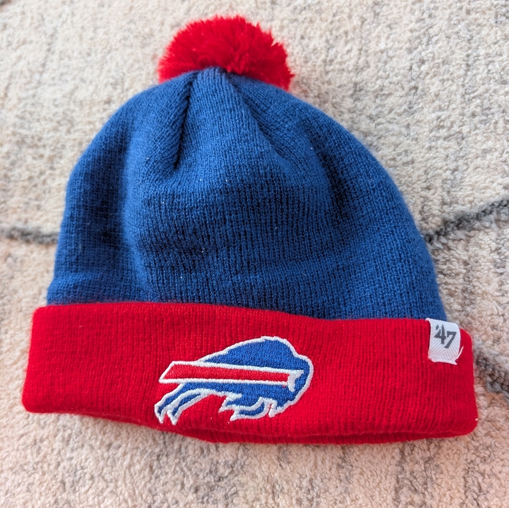 Buffalo Bills '47 Brand Infant/Toddler Knit Hat Bills Logo w/ Pom - EUC